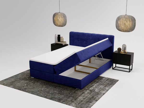 Boxspringbett mit Bettkasten 120x200 Forte Dunkelblau