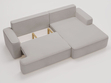 Ecksofa L-Form Rechts mit Schlaffunktion und Bettkasten California Hellgrau