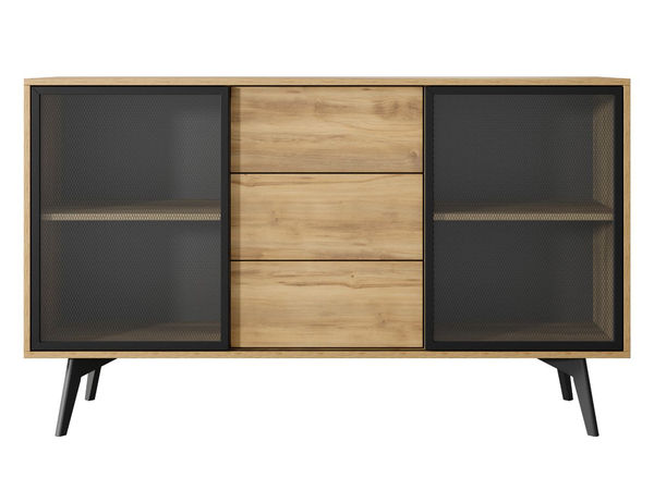 Kommode mit Türen und Schubladen Soil Barock Eiche, Schwarz