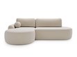 Ecksofa L-Form Links mit Schlaffunktion und Bettkasten Aurio O Creme
