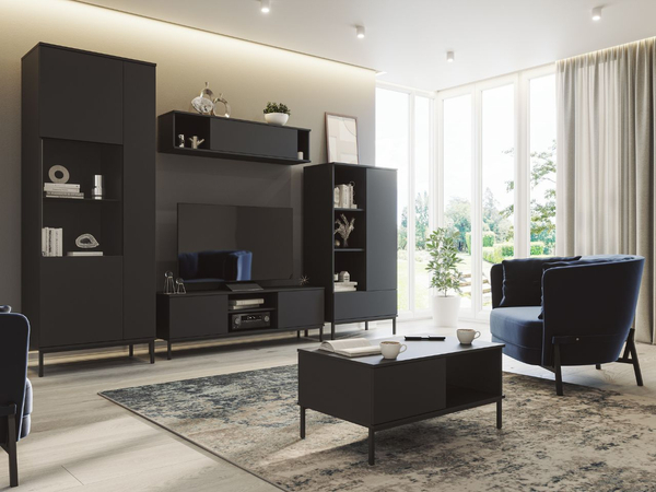 Regal mit Schublade und Türe Soroko Schwarz