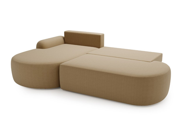 Ecksofa L-Form Links mit Schlaffunktion und Bettkasten Aurio O Hellbraun