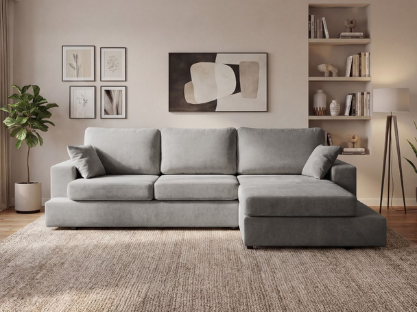 Ecksofa L-Form fürs Wohnzimmer Nesto Rechts Grau