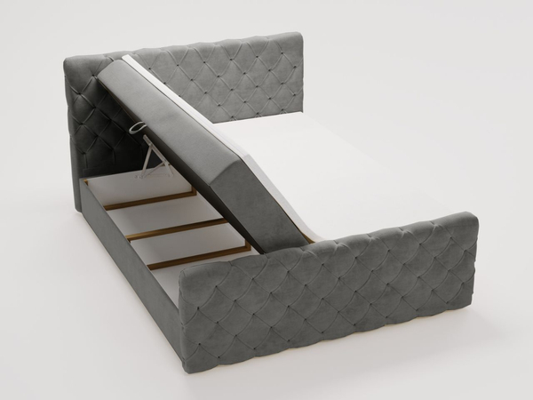 Boxspringbett mit Bettkasten 120x200 Lunaris Grau