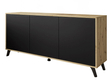 Dreitürige Kommode 154 cm im Loft-Stil mit schwarzen Beinen – Vivance, Schwarz matt & Eiche Artisan