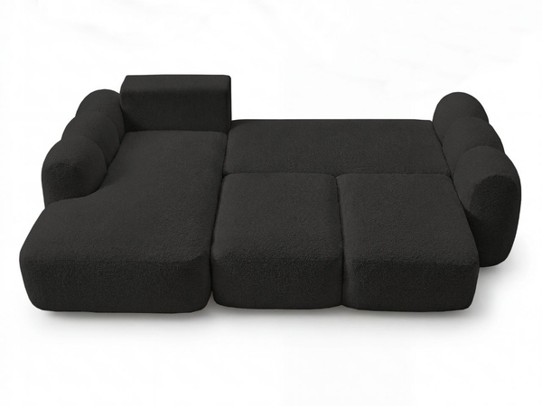 Ecksofa L-Form mit Schlaffunktion und Bettkasten Avelin Links Schwarz