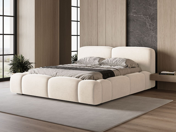 Polsterbett mit Bettkasten und Lattenrost 120x200 Aubi Creme
