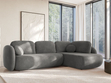 Ecksofa mit Schlaffunktion und Bettkasten Rechts Carino Grau
