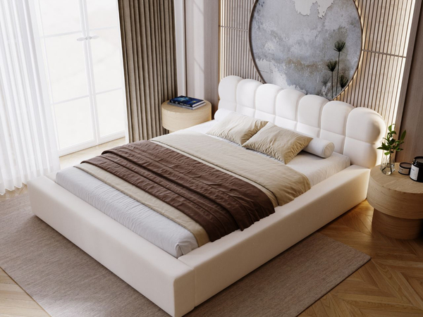 Polsterbett mit Bettkasten und Lattenrost 120x200 Plaza Creme