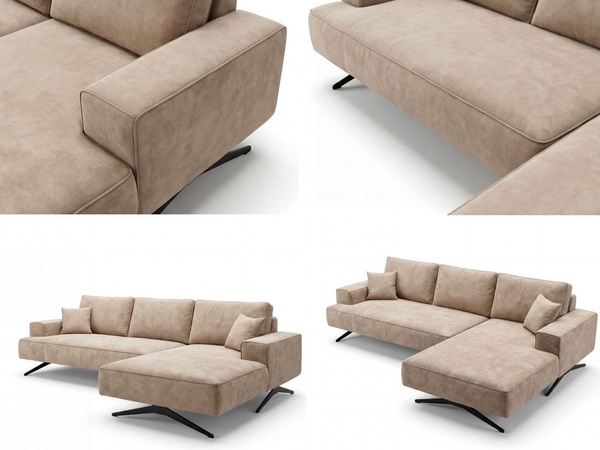 Ecksofa L-Form auf Metallbeinen Leto Rechts Beige