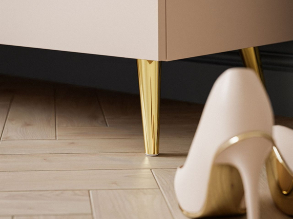 Kommode mit Schubladen und LED-Beleuchtung auf Goldenen Metallbeinen Nuveo Kaschmir