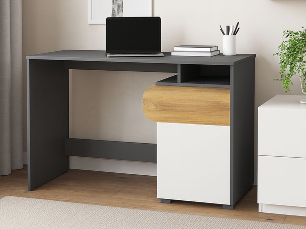 Jugendschreibtisch 120 cm für Teenager Casa Nash Eiche, Weiß, Grau