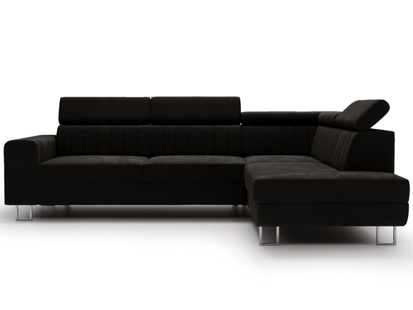 Ecksofa mit Schlaffunktion und Bettkasten Berona rechts Schwarz