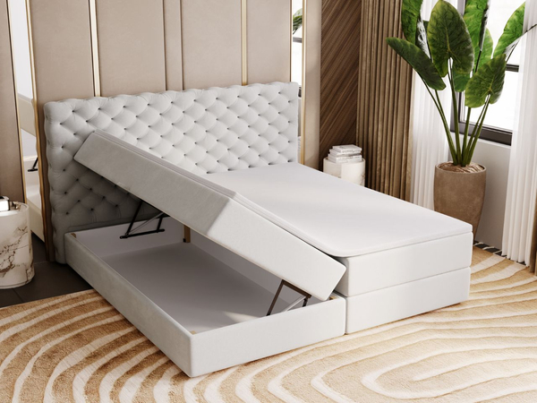 Boxspringbett mit Bettkasten 160x200 Bergamo Hellgrau