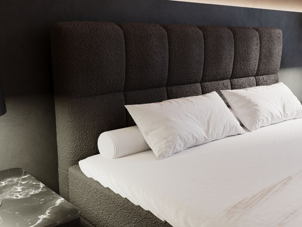 Boxspringbett mit Bettkasten 140x200 Bouclé-Stoff Alicante Schwarz