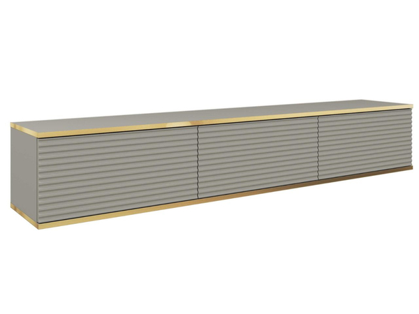 TV-Lowboard Hänge mit Türen 175 cm Diolo Grau mit geriffelter Vorderseite