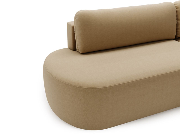 Ecksofa L-Form Rechts mit Schlaffunktion und Bettkasten Aurio O Hellbraun