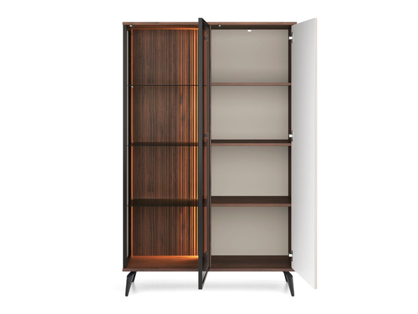 Vitrinenschrank mit LED Vinni Dunkler Walnuss Cashmere