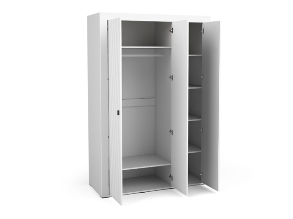 Kleiderschrank mit Drehtüren, Kleiderstange und Spiegel Messina Weiß