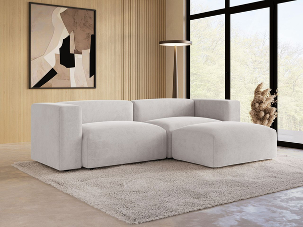 Ecksofa L-Form Rechts Moderne Cord Ecksofa Landi Grau