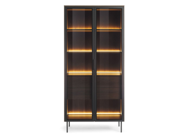 Glasvitrine mit Schubladen und LED-Beleuchtung Lumina Eiche Dunin