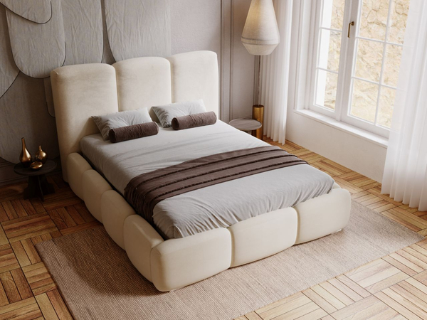 Polsterbett mit Bettkasten und Lattenrost 180x200 Bubble Beige