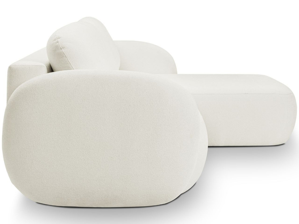 Ecksofa L-Form Rechts mit Schlaffunktion und Bettkasten Oreo Creme