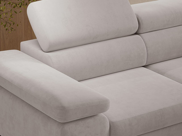 Ecksofa L-Form mit Schlaffunktion und Bettkasten Argon Rechts Grau
