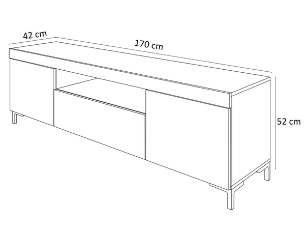 TV-Lowboard Asumi mit Türen und Schublade – Weiß matt und Eiche Wotan