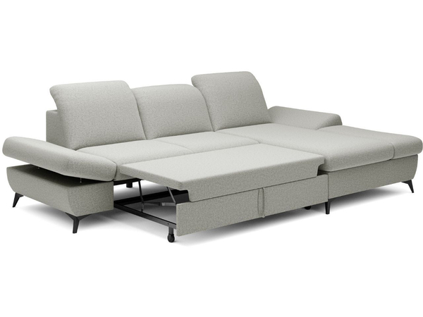 Ecksofa L-Form Rechts mit Schlaffunktion und Bettkasten Hannover Hellgrau