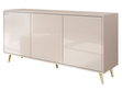 Dreitürige Kommode 154 cm Glamour-Stil auf goldfarbenen Metallbeinen Vivance Kaschmirglanz
