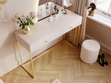Schminktisch mit Schubladen Belleza Kaschmir Hochglanz Gold Frame