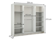 Schiebetürenschrank mit Spiegel und Lamellen 250 cm Loreto Schwarz