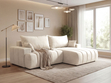 Ecksofa L-Form Rechts mit Schlaffunktion und Bettkasten Caleo Creme