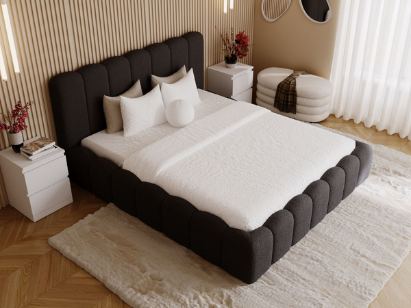 Polsterbett mit Bettkasten und Lattenrost 140x200 Smile Schwarz