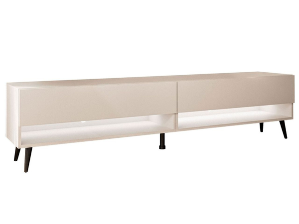TV-Schrank für das Wohnzimmer 180 cm mit schwarzen Metallbeinen und LED-Beleuchtung Aurelie Kaschmir matt