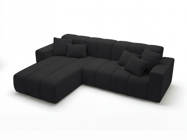 Ecksofa L-Form Links Nork Schwarz