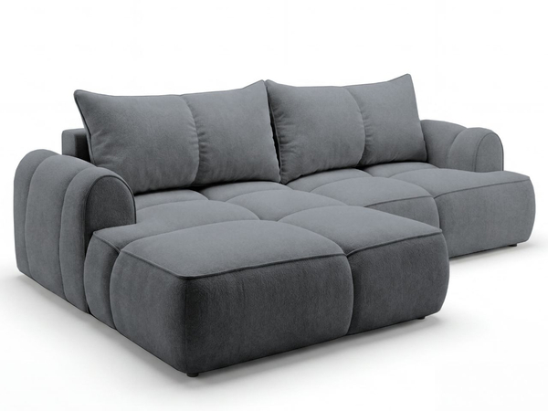 Ecksofa L-Form Links mit Schlaffunktion und Bettkasten Bonno Dunkelgrau