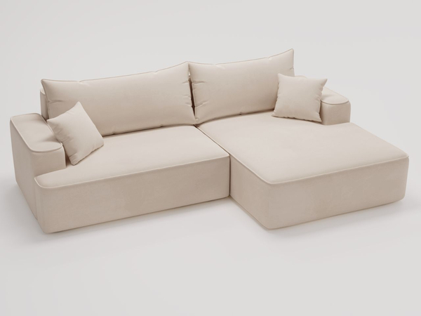 Ecksofa L-Form Rechts mit Schlaffunktion und Bettkasten California Beige