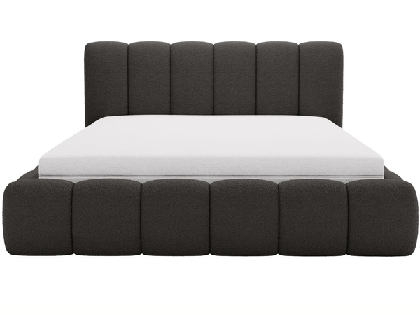 Polsterbett mit Bettkasten und Lattenrost 140x200 Cloud Bouclé-Stoff Schwarz