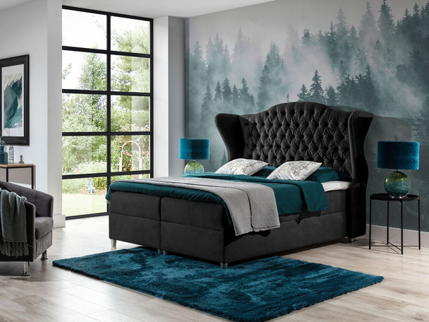 Boxspringbett mit Bettkasten 180x200 Kate Schwarz
