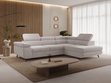Ecksofa L-Form mit Schlaffunktion und Bettkasten Argon Rechts Grau