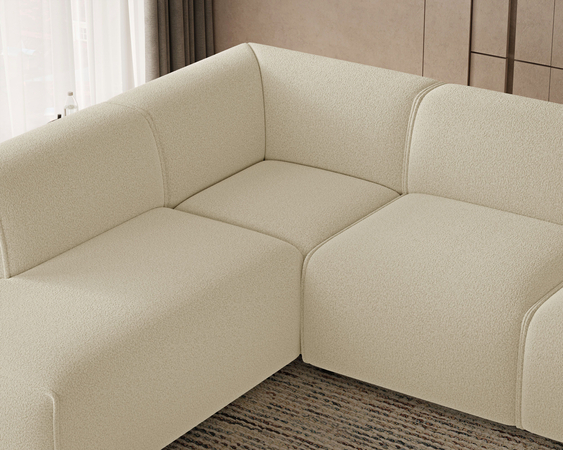 Ecksofa L-Form Links Eluno Bouclé-Stoff Hellbeige