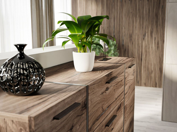 Wohnzimmer-Set im Loft-Stil auf Beinen Lunelie Eiche Flagstaff