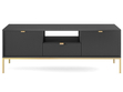 TV-Lowboard mit Schublade und Türen Amber Schwarz, Gold Frame
