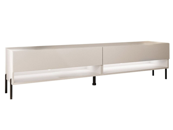 TV-Schrank für das Wohnzimmer 180 cm mit schwarzen Metallbeinen und LED-Beleuchtung Aurelie Kaschmir matt