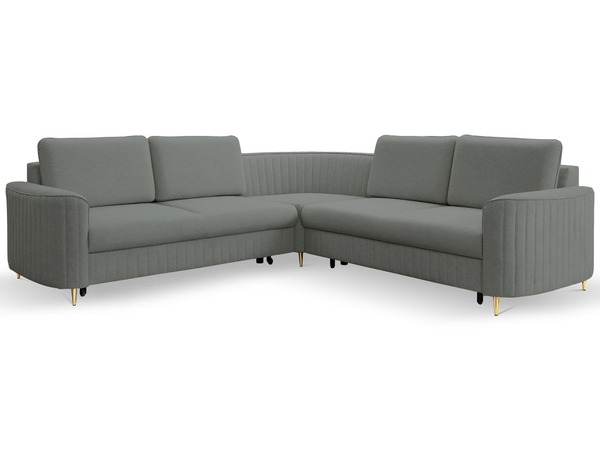 Ecksofa L-Form Links mit Schlaffunktion und Bettkasten Limon Grau