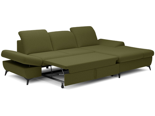 Ecksofa L-Form Rechts mit Schlaffunktion und Bettkasten Hannover Dunkelgrün