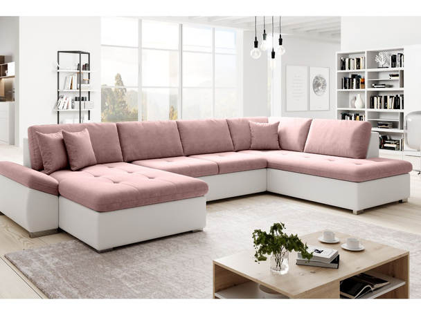 Wohnlandschaft mit Schlaffunktion Rechts Moni U Rosa, Weiß
