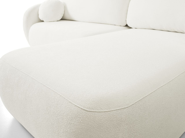 Ecksofa L-Form Rechts mit Schlaffunktion und Bettkasten Oreo Creme